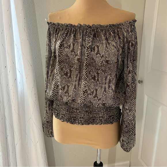Michael Kors Tops - Michael Kors Off-Shoulder Snake Print Top